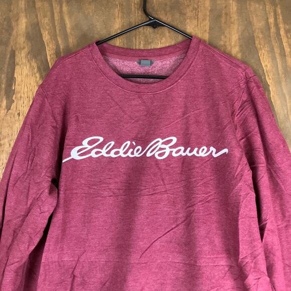Eddie Bauer Womens Sweatshirt Maroon Crew Neck Fleece Pullover Long Sleeve XL - Picture 2 of 12